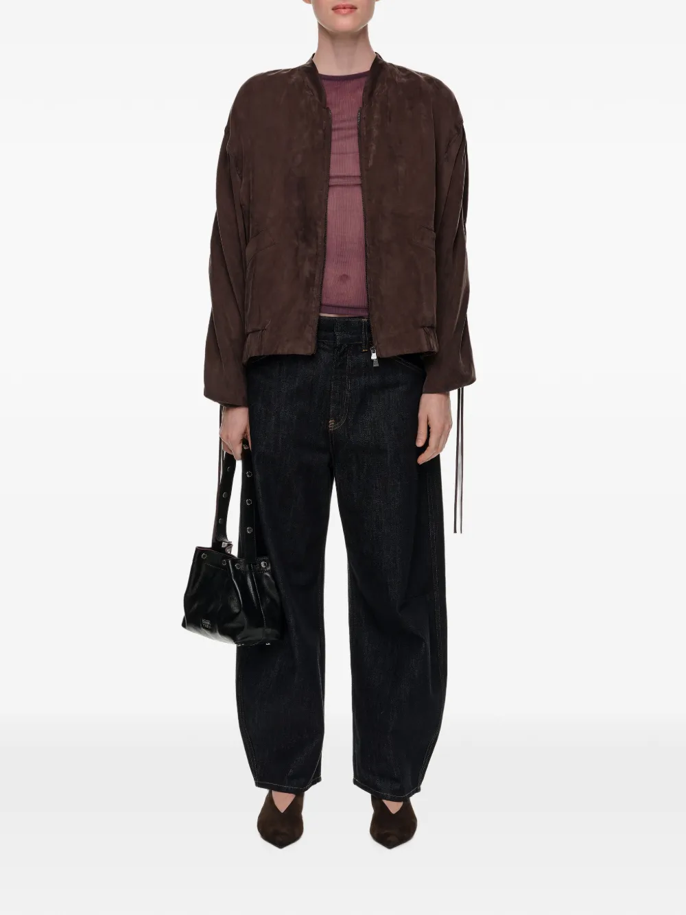 BIMBA Y LOLA Soepelvallend bomberjack met verwassen effect Bruin