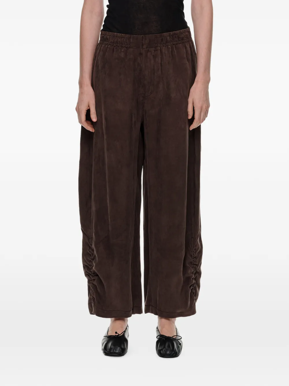 BIMBA Y LOLA washed-brown ruched jogger trousers