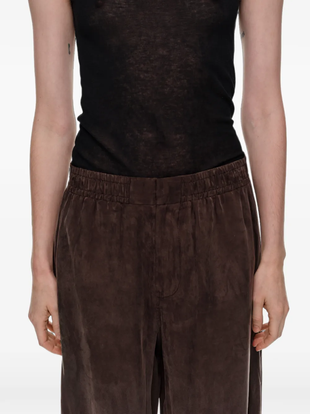 BIMBA Y LOLA Joggingbroek met ruches en verwassen effect Bruin