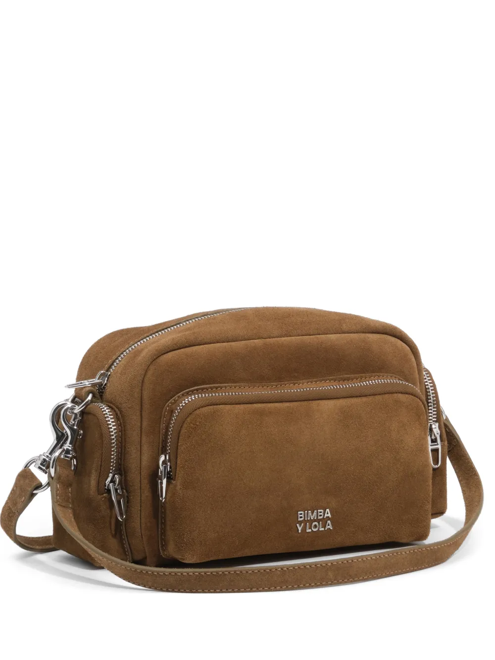 BIMBA Y LOLA Borsa a tracolla Olive grande in pelle scamosciata - Marrone