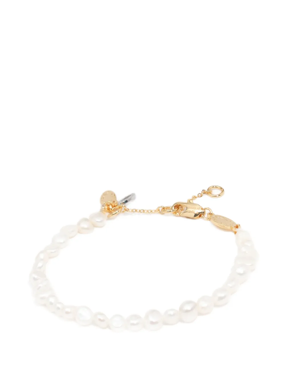 BIMBA Y LOLA bracelet à perles naturelles avec logo ovale - Or BIMBA Y LOLA bracelet à perles naturelles avec logo ovale - Or