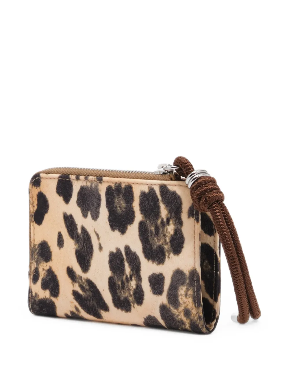 BIMBA Y LOLA Compacte nylon portemonnee met luipaard-print Beige