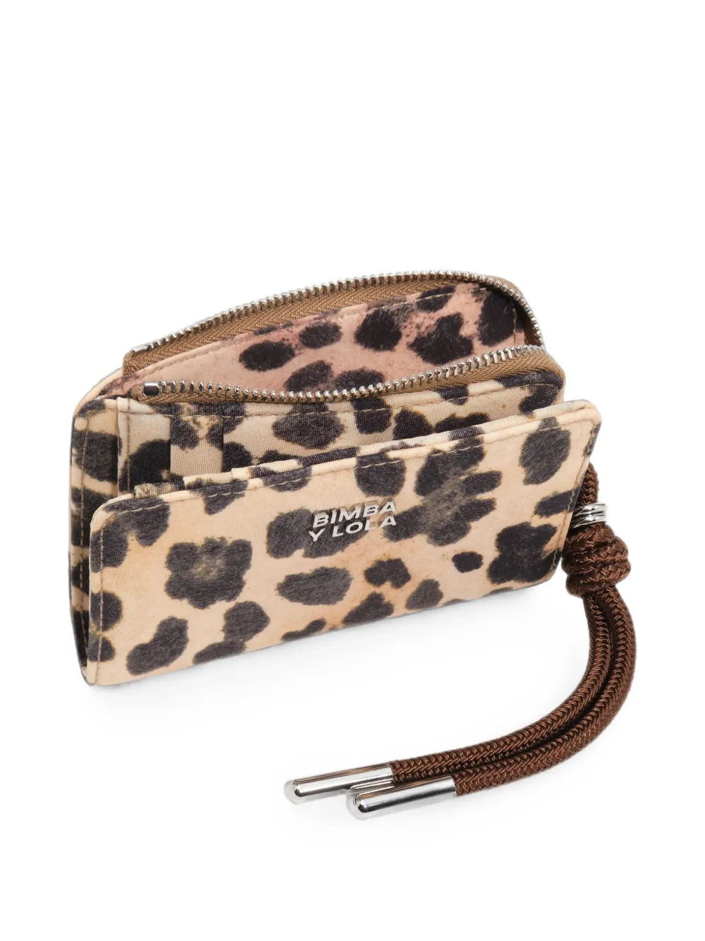 BIMBA Y LOLA Compacte nylon portemonnee met luipaard-print Beige