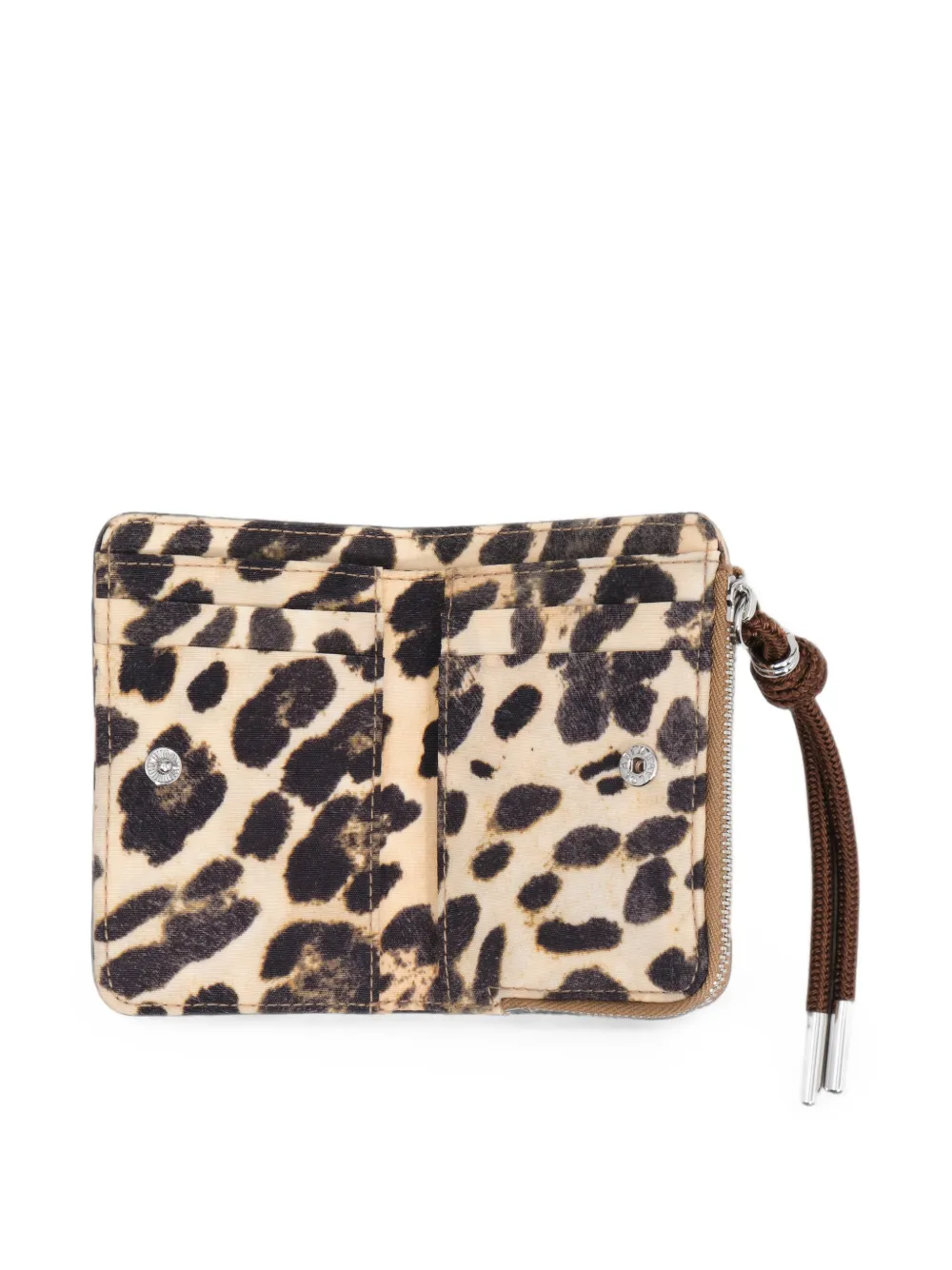 BIMBA Y LOLA Compacte nylon portemonnee met luipaard-print Beige