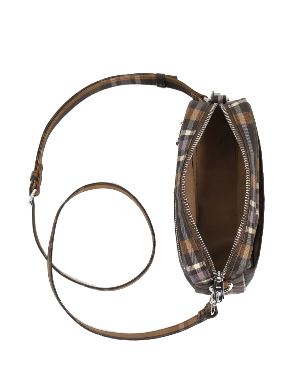 BIMBA Y LOLA Kleine Superwax crossbodytas met tartanruit Bruin