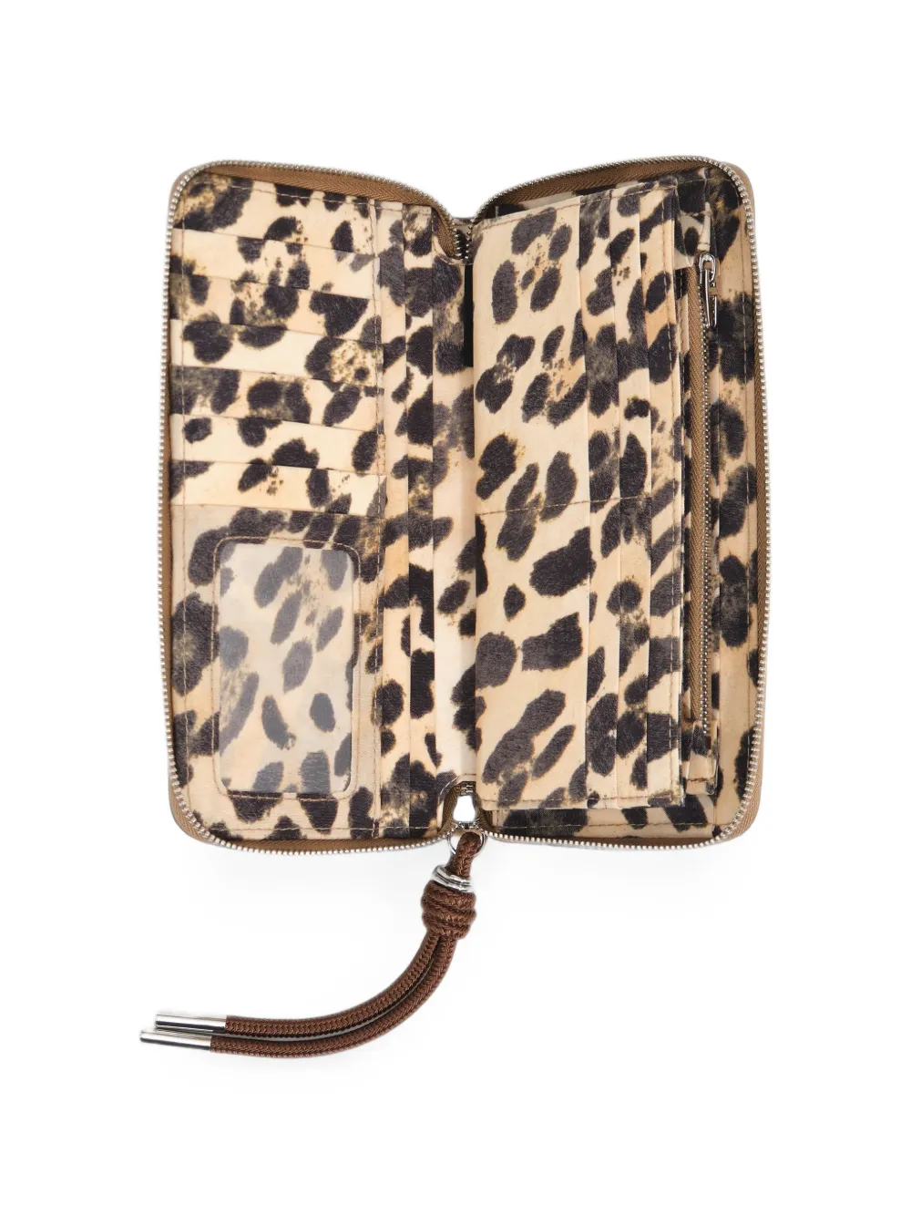 BIMBA Y LOLA Grote nylon portemonnee met rits en luipaard-print Beige