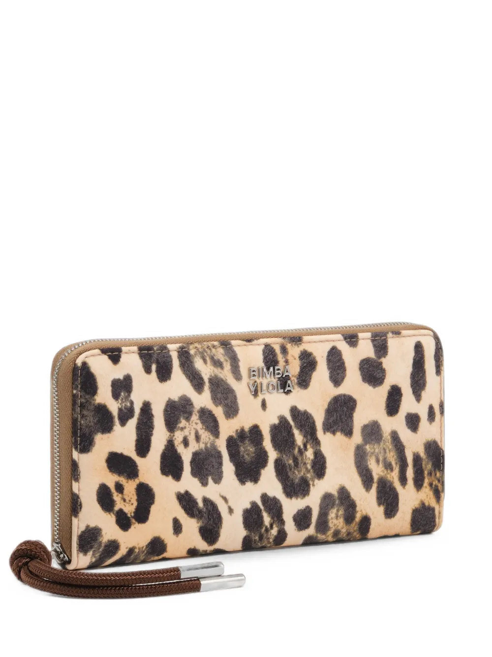BIMBA Y LOLA large zippered wallet in natural-leopard nylon