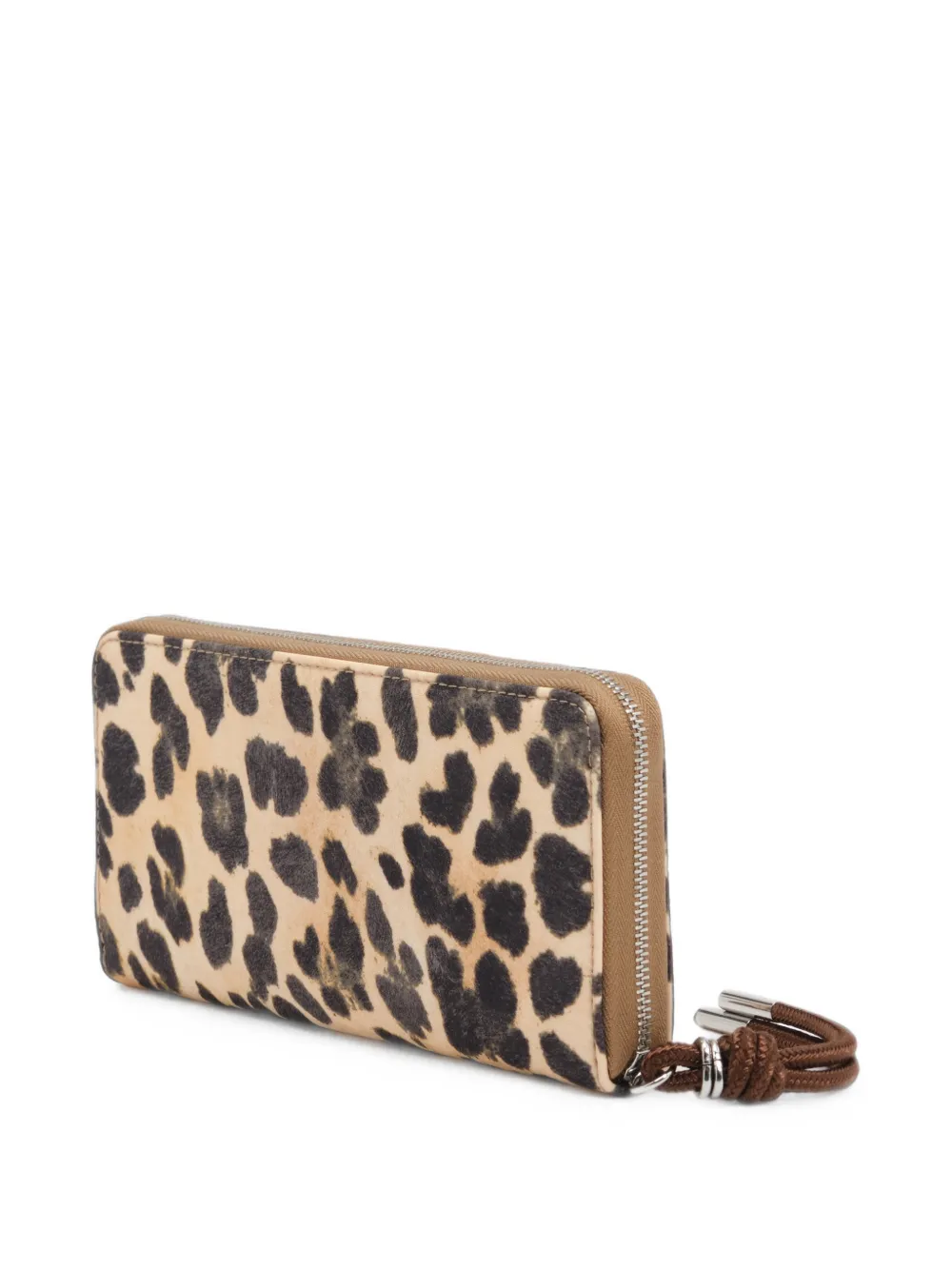 BIMBA Y LOLA Grote nylon portemonnee met rits en luipaard-print Beige