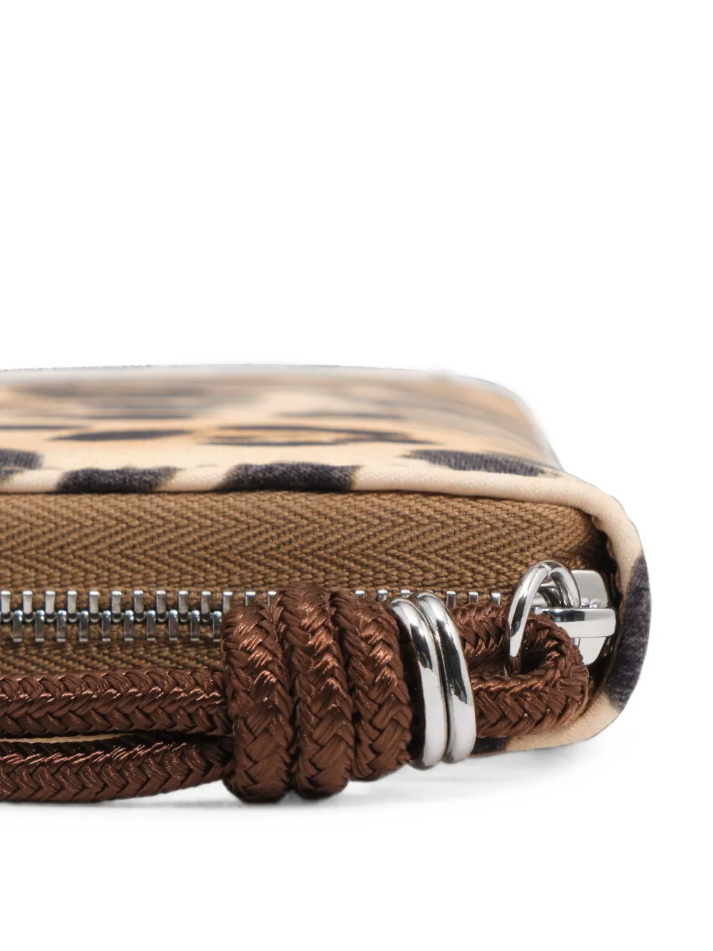 BIMBA Y LOLA Grote nylon portemonnee met rits en luipaard-print Beige
