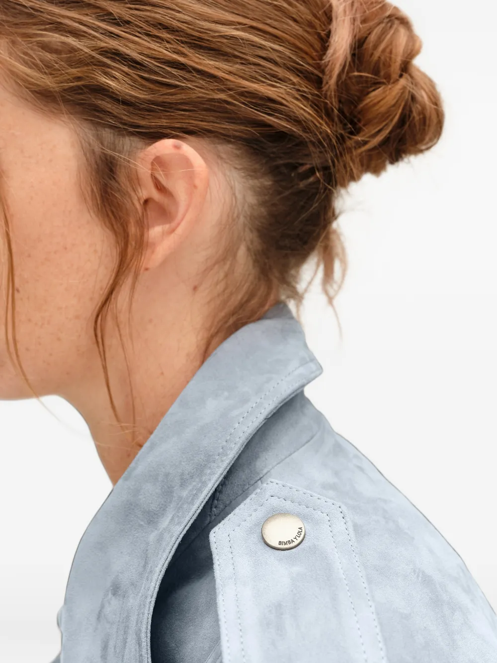 BIMBA Y LOLA light-blue leather double-breasted jacket Blauw