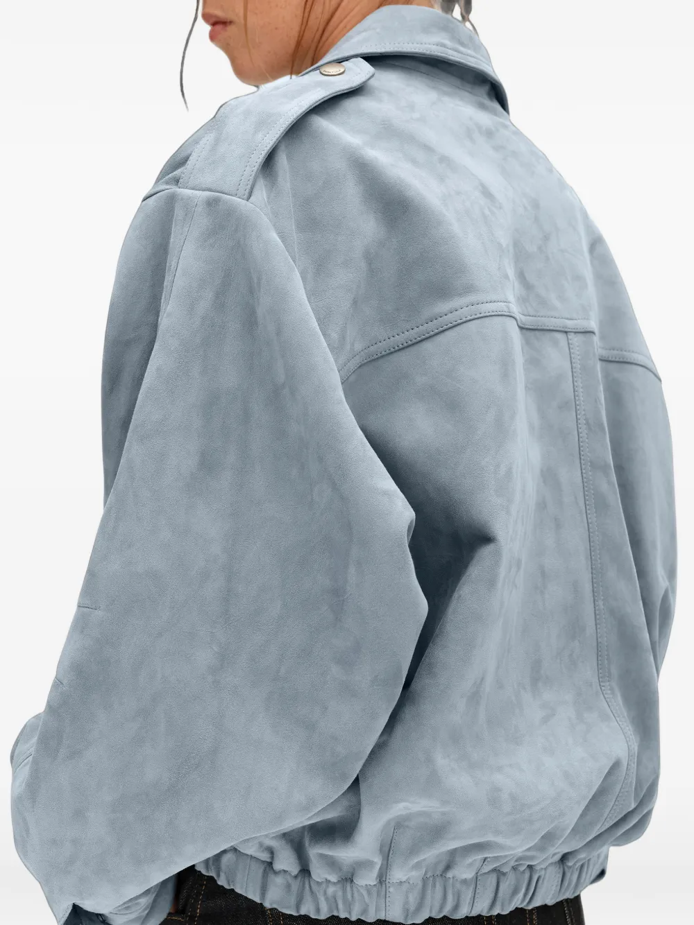 BIMBA Y LOLA light-blue leather double-breasted jacket Blauw