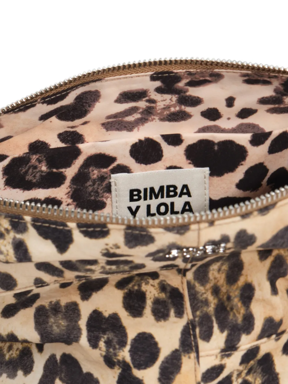 BIMBA Y LOLA Grote Nesser trapezevormige nylon toilettas met luipaard-print Beige