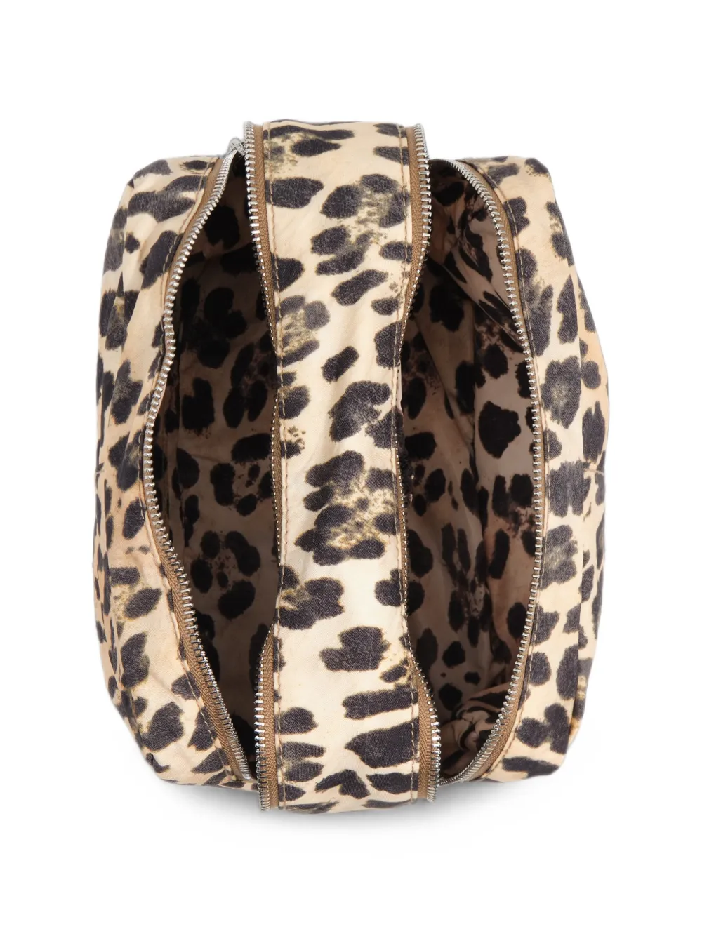 BIMBA Y LOLA Grote dubbele nylon toilettas met luipaard-print Beige