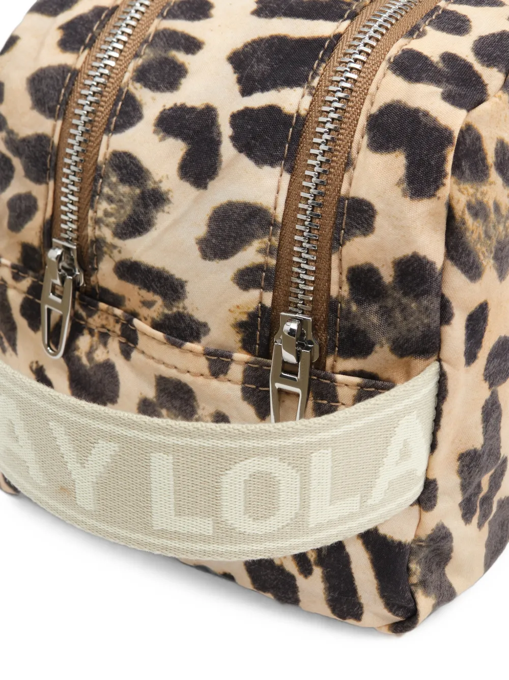 BIMBA Y LOLA Grote dubbele nylon toilettas met luipaard-print Beige