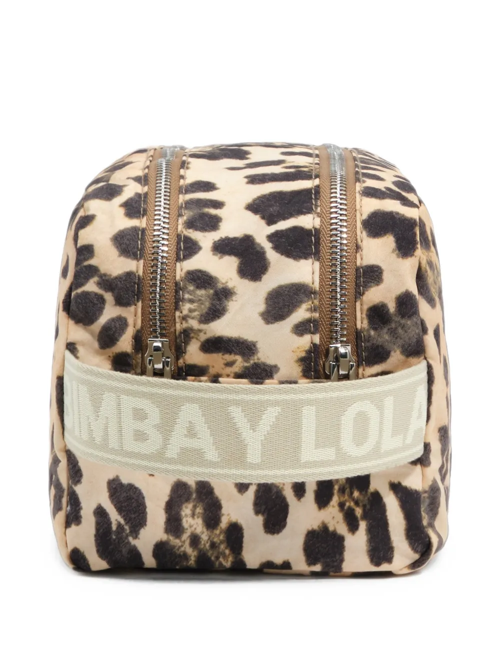 BIMBA Y LOLA Grote dubbele nylon toilettas met luipaard-print Beige