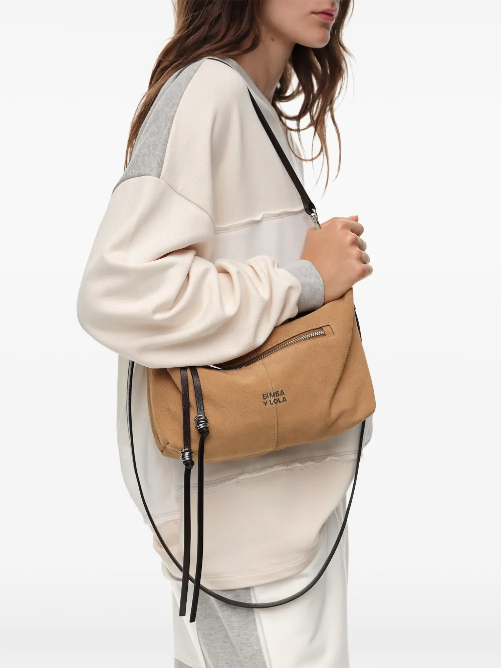 BIMBA Y LOLA Grote Madrid suède tas Beige