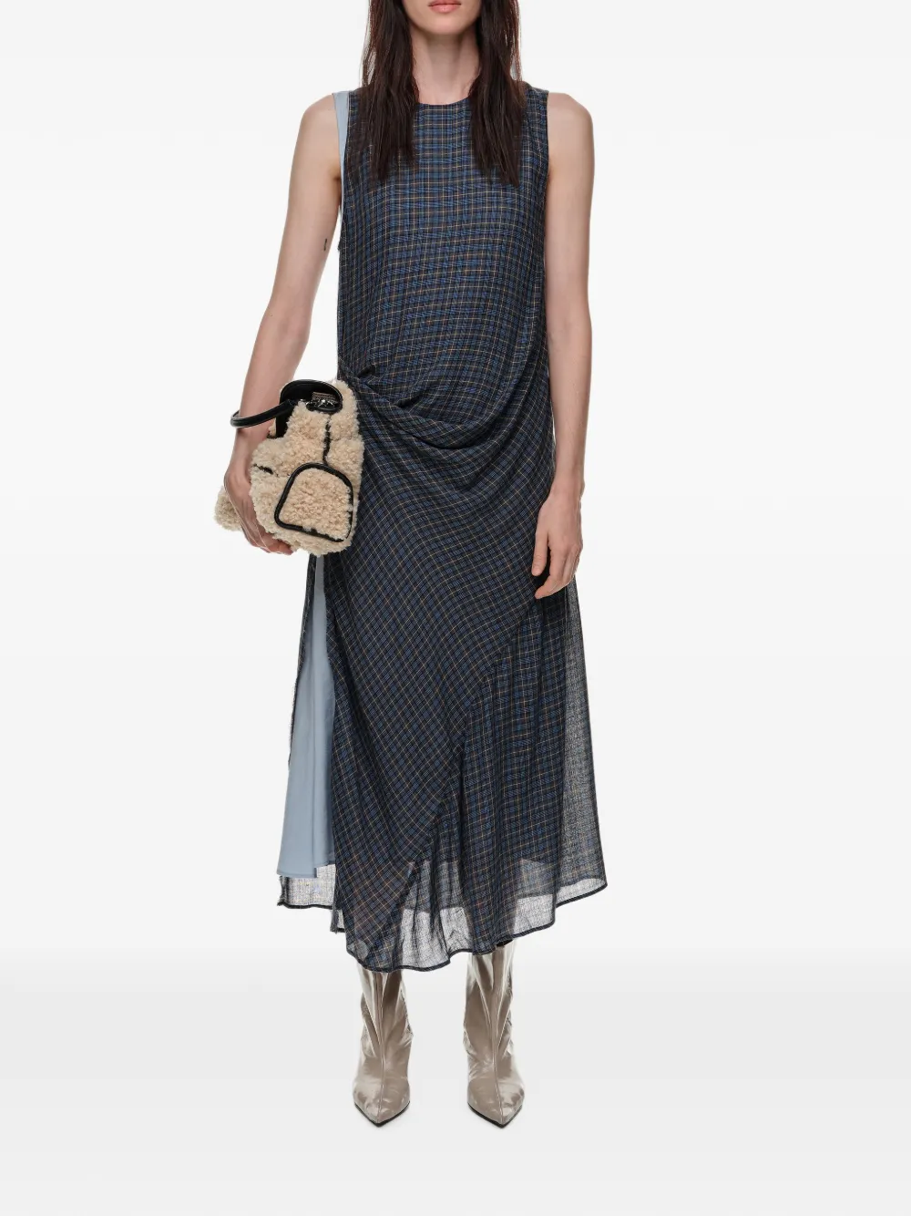 BIMBA Y LOLA Geruite gelaagde jurk met ruches Blauw