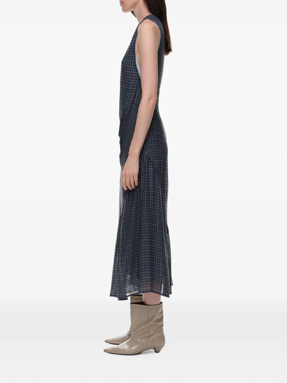 BIMBA Y LOLA Geruite gelaagde jurk met ruches Blauw