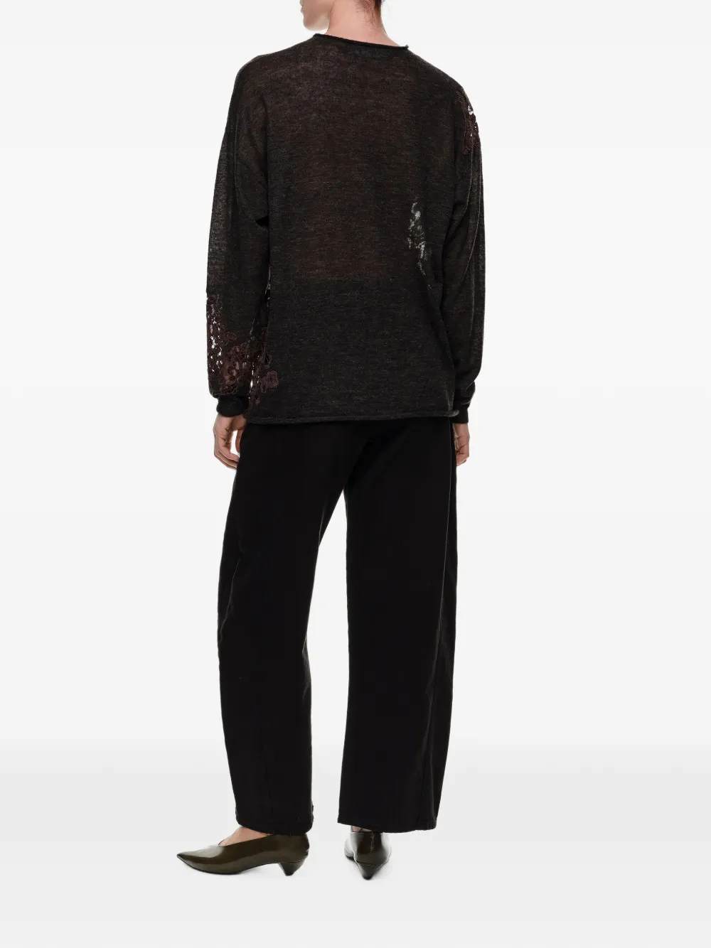 BIMBA Y LOLA Wollen trui met hoge hals en kanten details Grijs