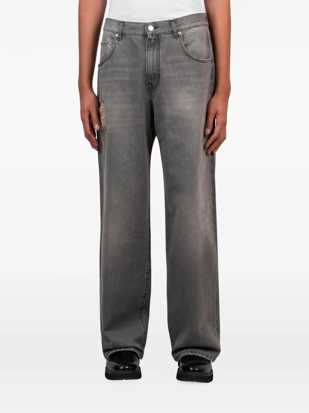 Séfr Mass distressed-effect loose-fit jeans - Grau