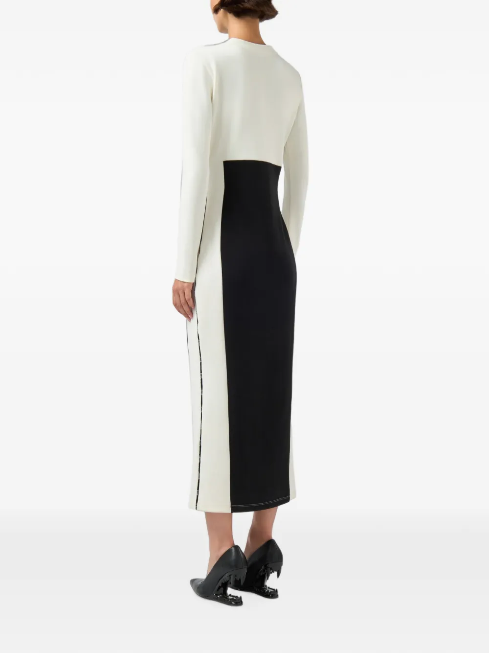 GCDS Ribgebreide midi-jurk met colourblocking Wit