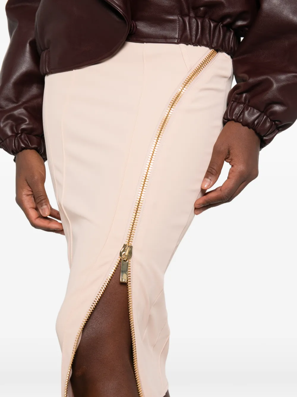 Elisabetta Franchi zip-detail pencil skirt Roze