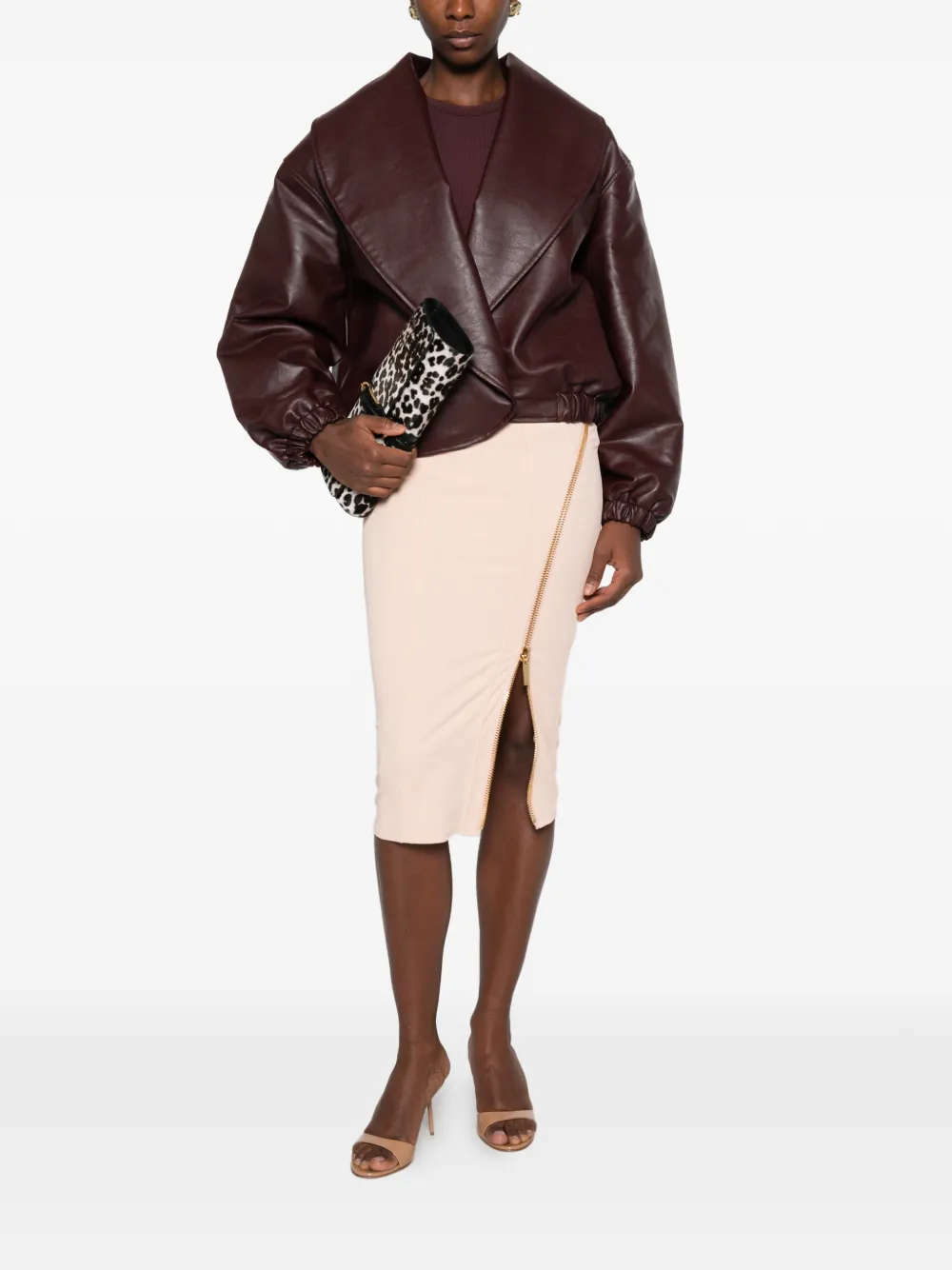Elisabetta Franchi zip-detail pencil skirt Roze