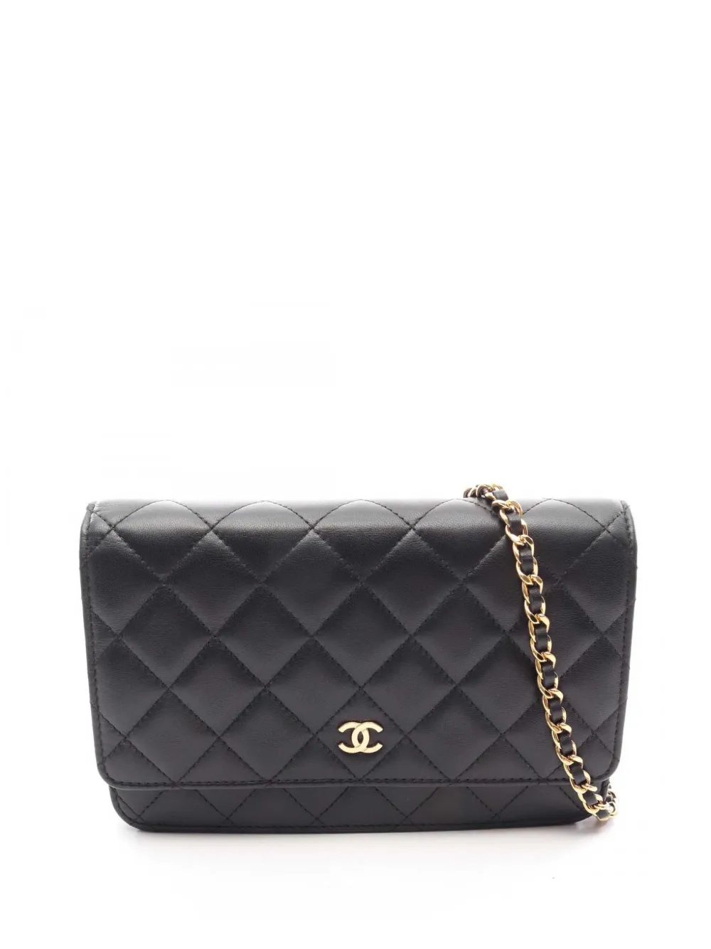 CHANEL Pre-Owned 2016-2017 CC Quilted Lambskin Wallet On Chain crossbody bag - Nero