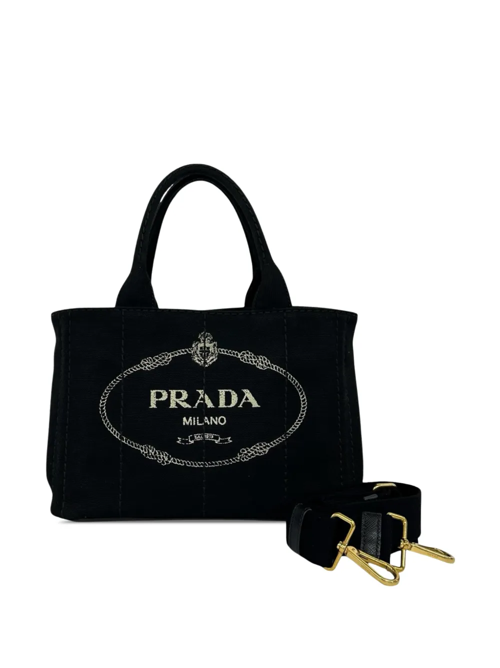 Prada Pre-Owned 2013-2026 kleine Canapa Logo Satchel-Tasche aus Canvas - Schwarz