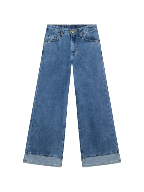 Gcds Kids logo-embroidered turn-up jeans