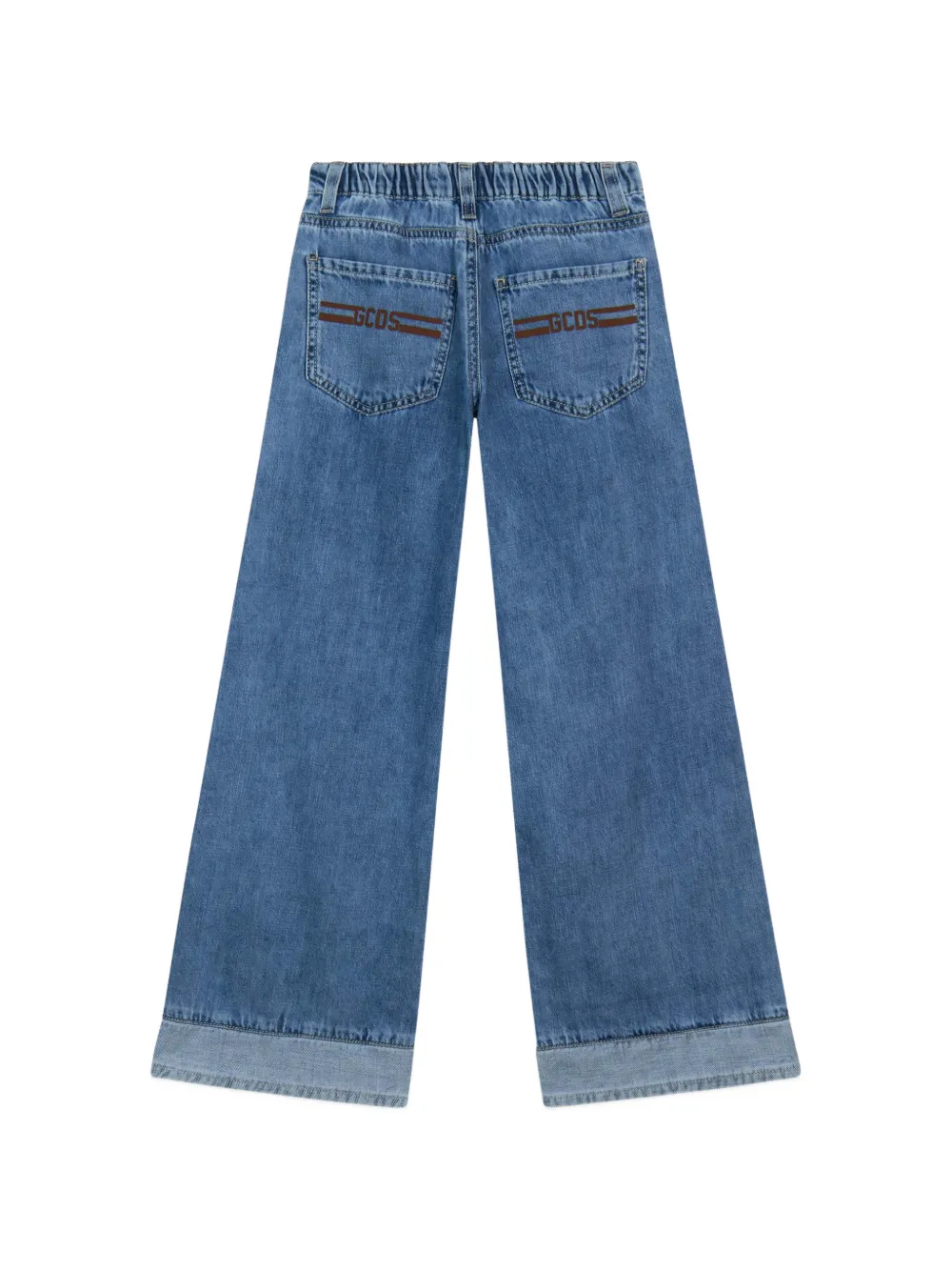 Gcds Kids Jeans met geborduurd logo en omslag Blauw