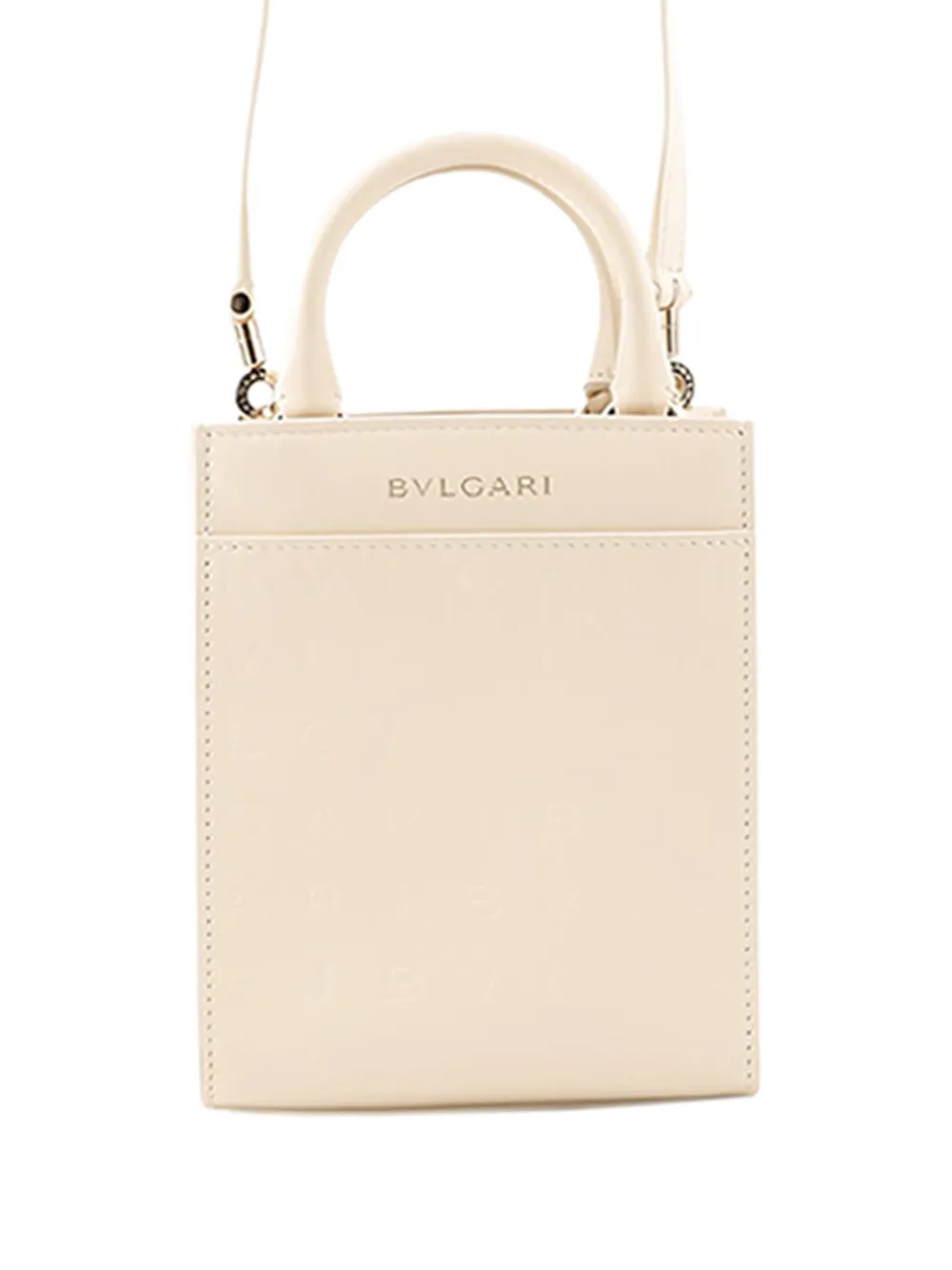 Bvlgari Pre-Owned 2010-2026 Mini Embossed Leather Logo Infinitum satchel - White