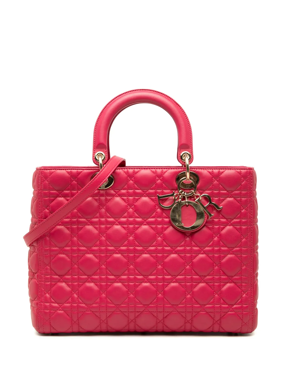 Christian Dior Pre-Owned 2013 Large Lambskin Cannage Lady Dior satchel - Pink