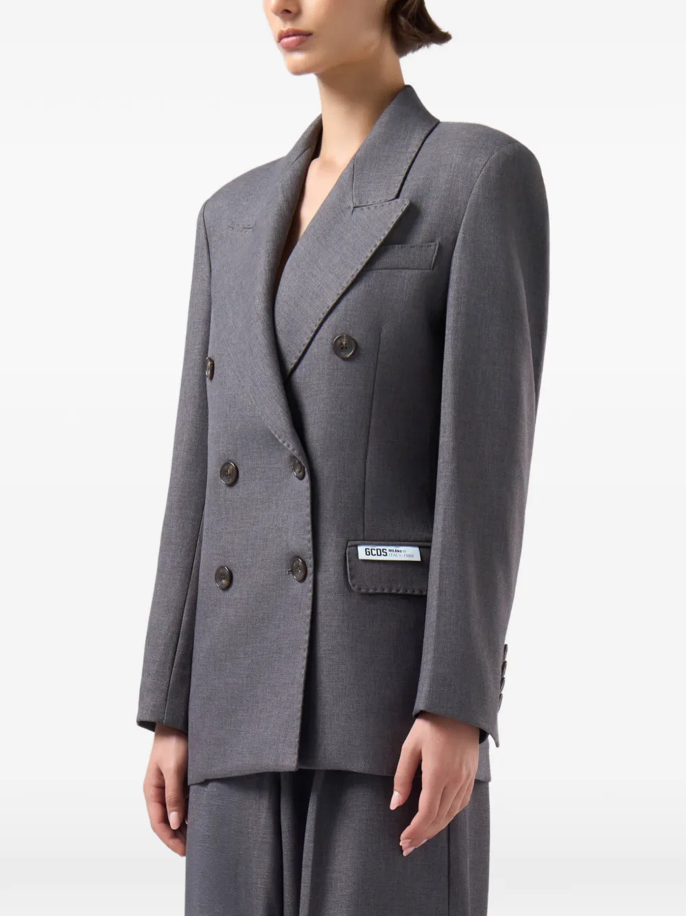 GCDS double-breasted peak-lapel blazer Grijs