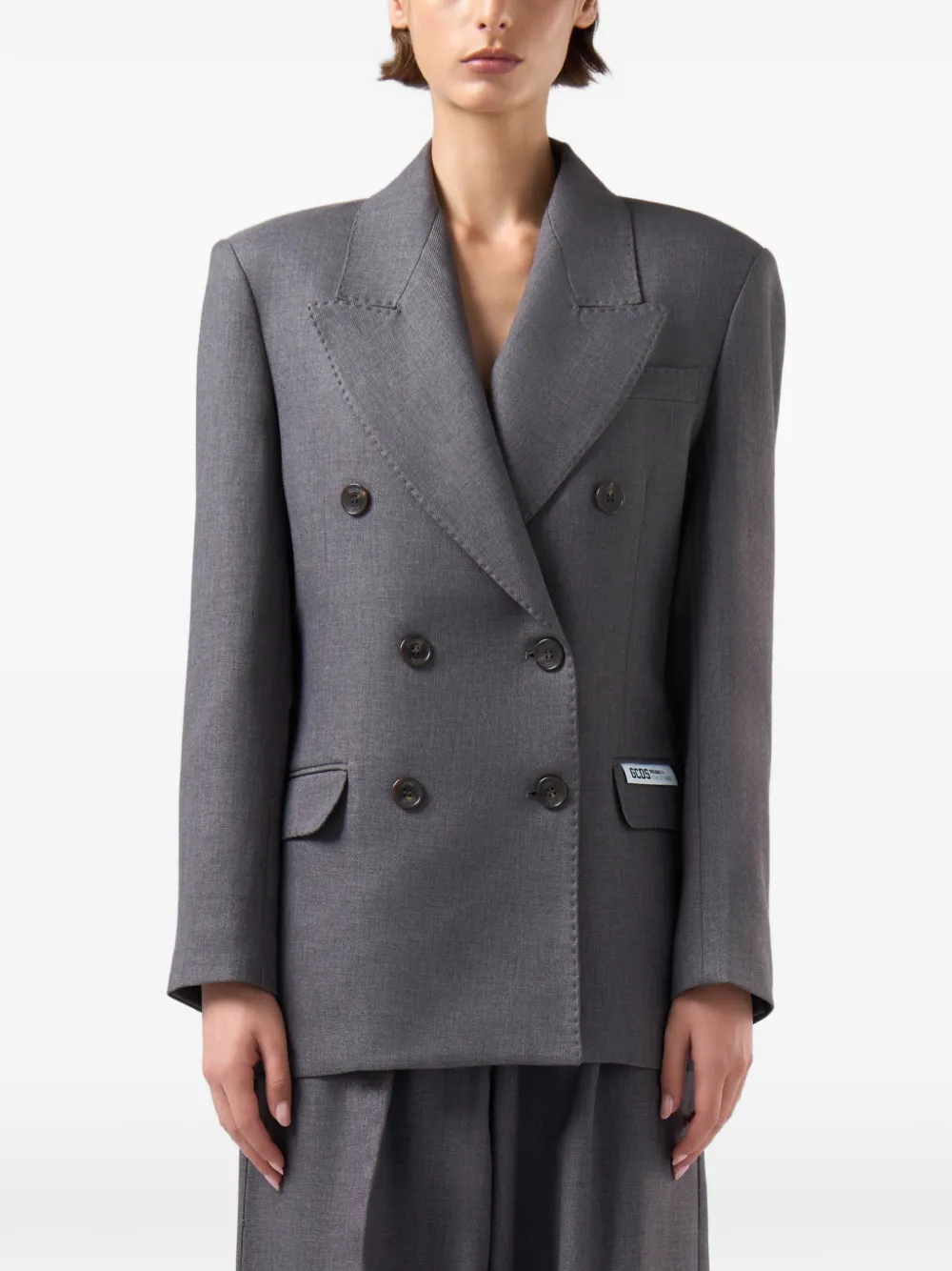 GCDS double-breasted peak-lapel blazer Grijs