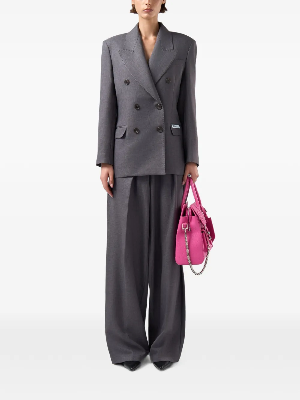 GCDS double-breasted peak-lapel blazer Grijs