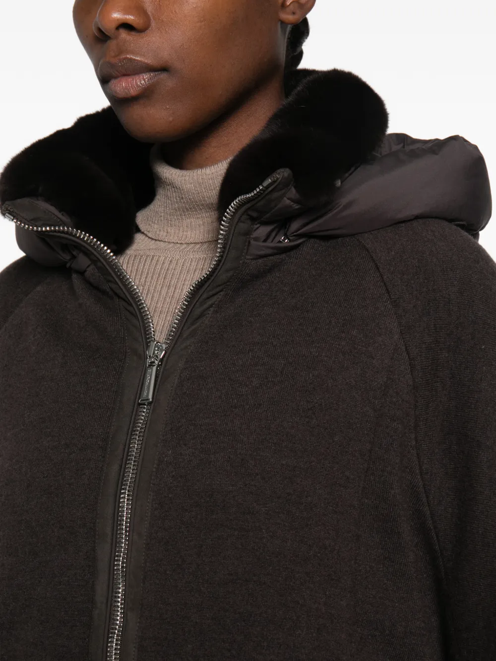 Moorer Medea hooded panelled jacket Bruin