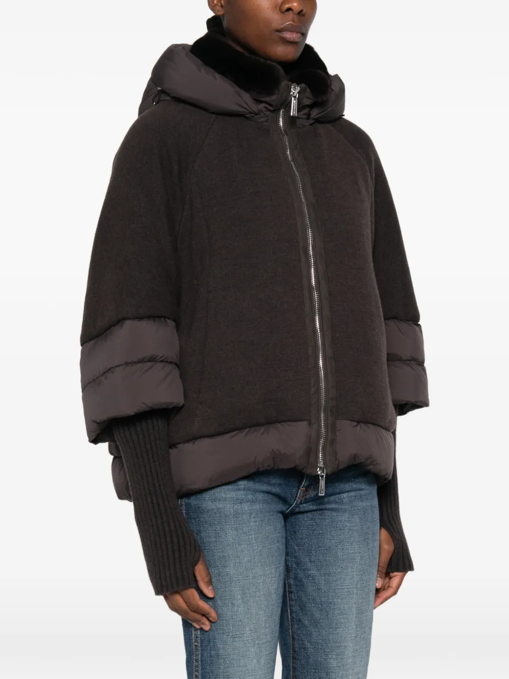 Moorer Medea hooded panelled jacket Bruin