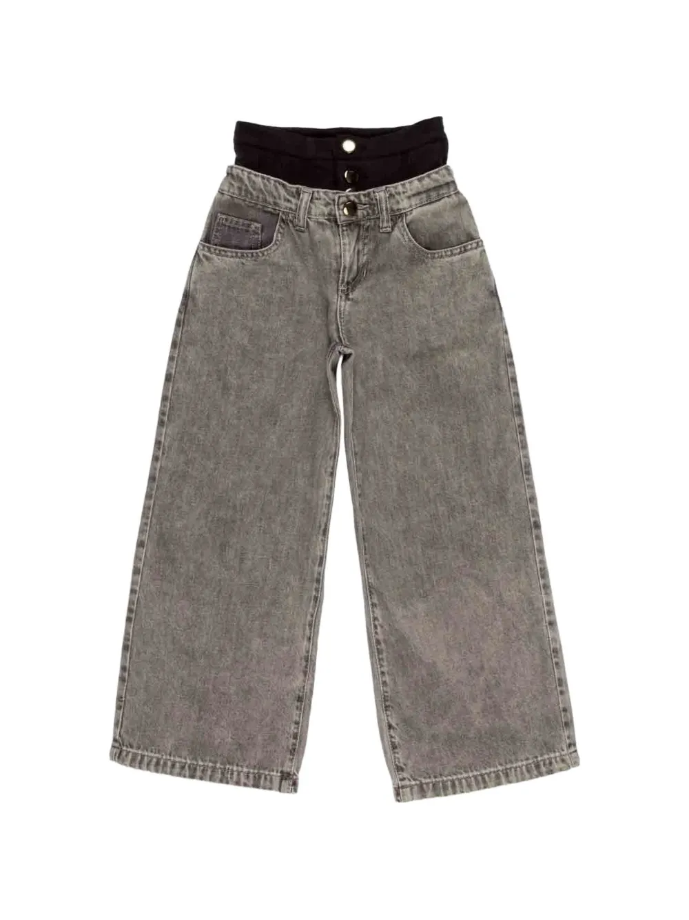 Miss Grant Kids layered-waist wide-leg jeans - Grigio