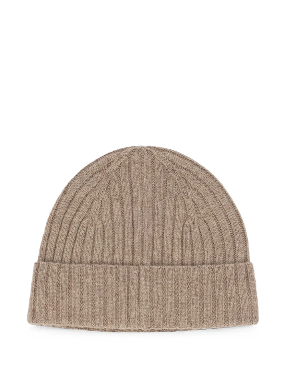BOSS Ribgebreide muts Beige