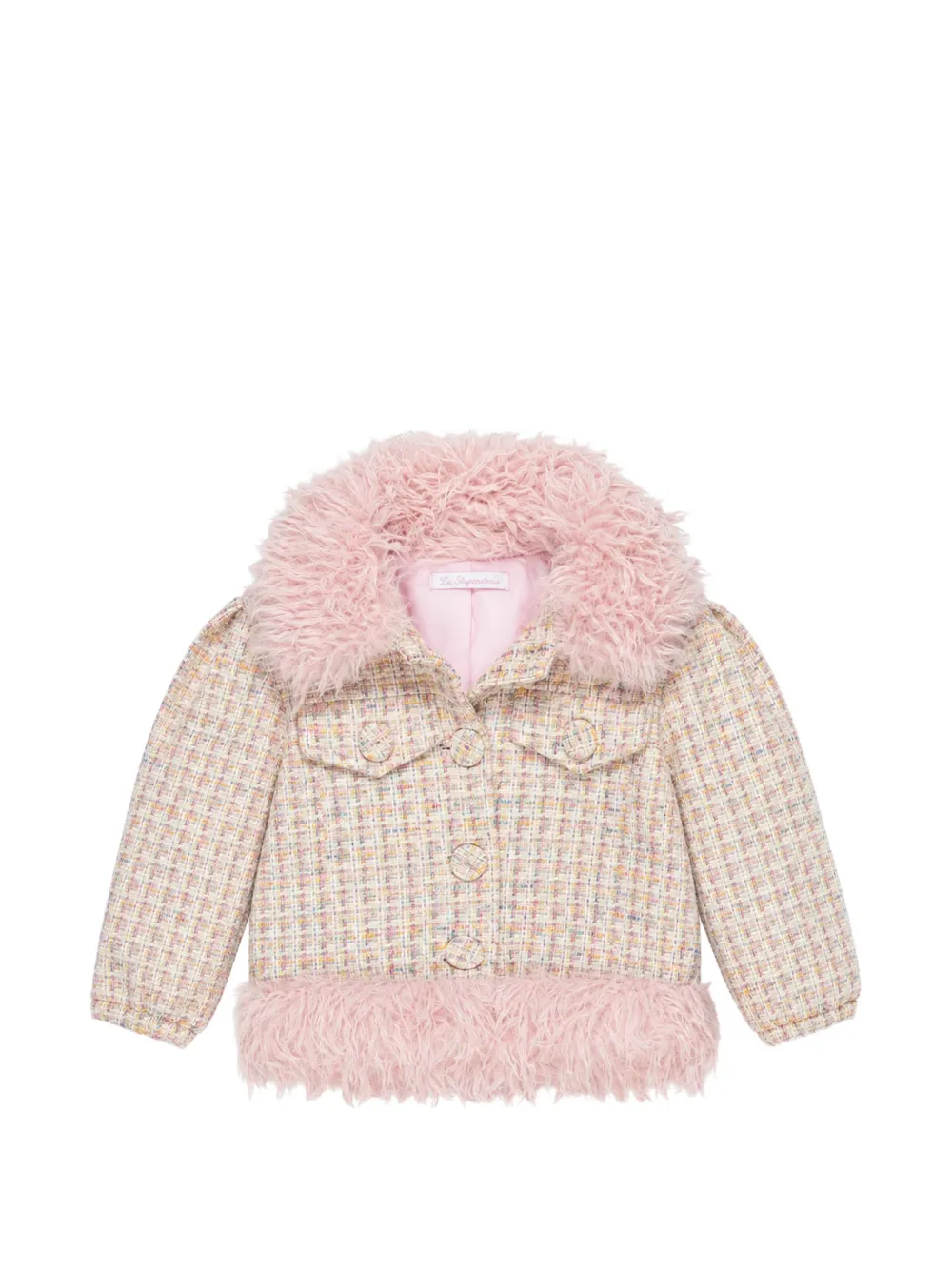Miss Grant Kids Tweed-Jacke mit Knöpfen - Rosa