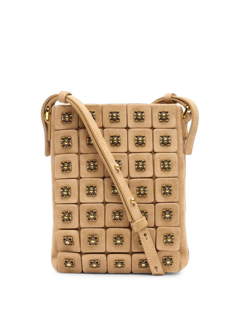 Ash Rubina Studs Cross Body Bag In Brown