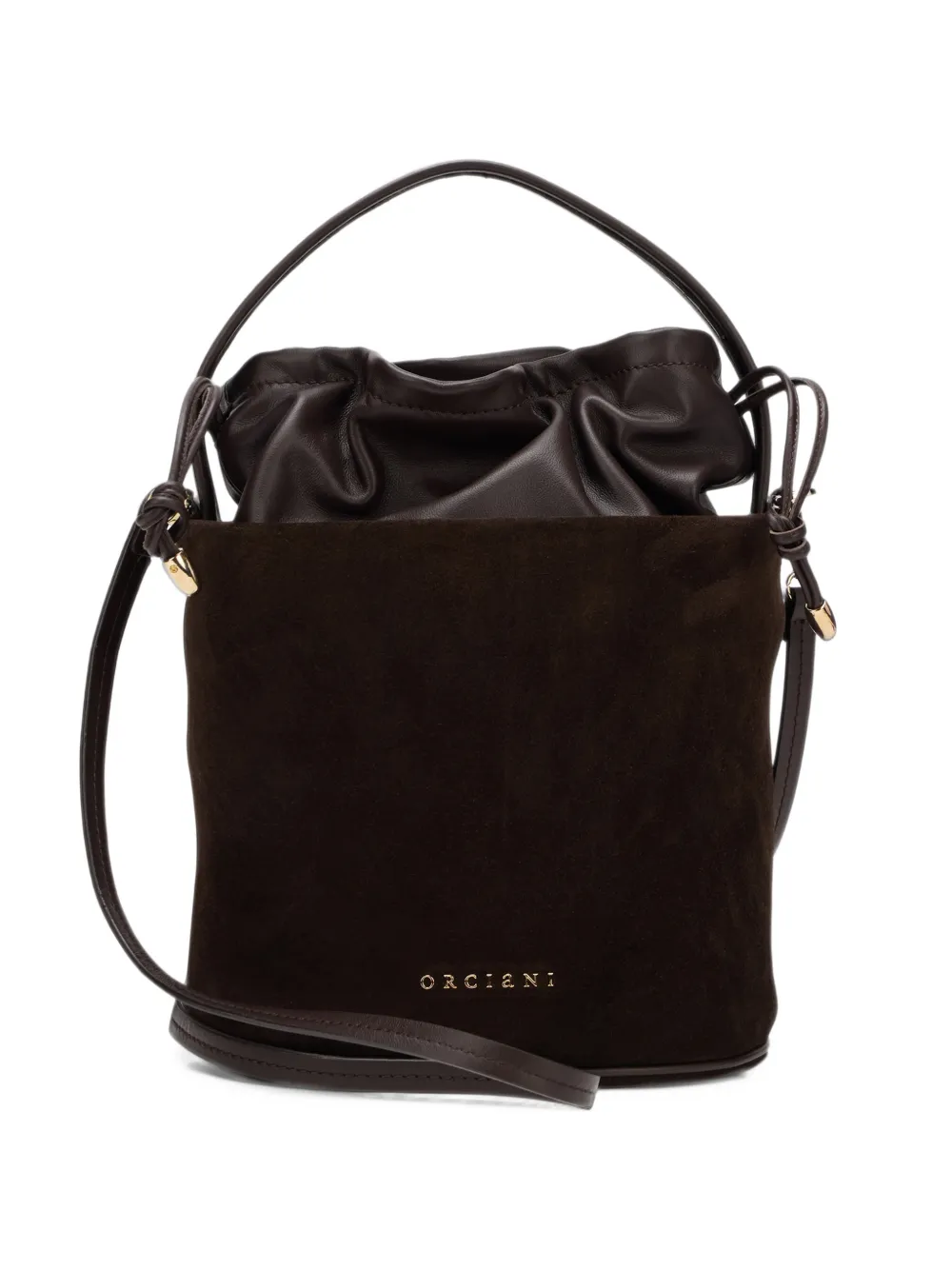 Orciani small Her-O Peach Oro suede bucket bag - Marrone