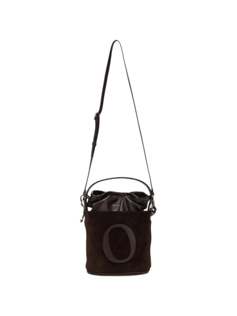 Orciani small Her-O Peach Oro suede bucket bag Bruin