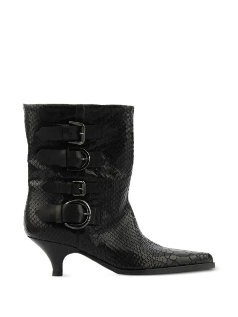 Elena Iachi multi-buckle snake-print ankle boots