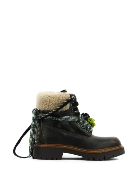 Elena Iachi lace-up shearling-trim boots