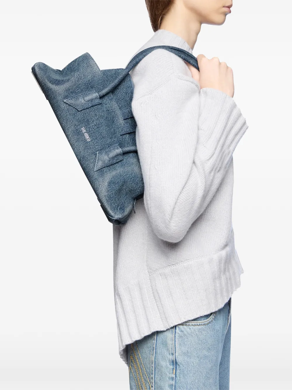 The Attico Kleine Le Passeggiata denim schoudertas Blauw