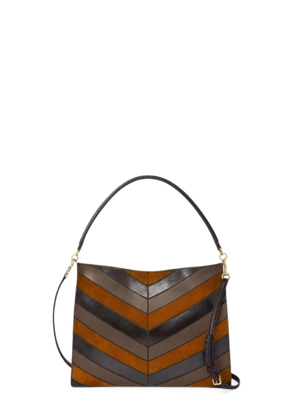 Veronica Beard Vida chevron shoulder bag Bruin