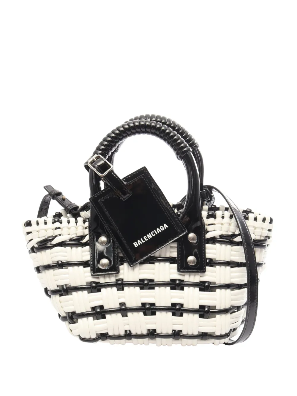 Balenciaga Pre-Owned 2015-2026 Bistro Basket Bag XXS Satchel-Tasche aus Faux-Leder - Weiß
