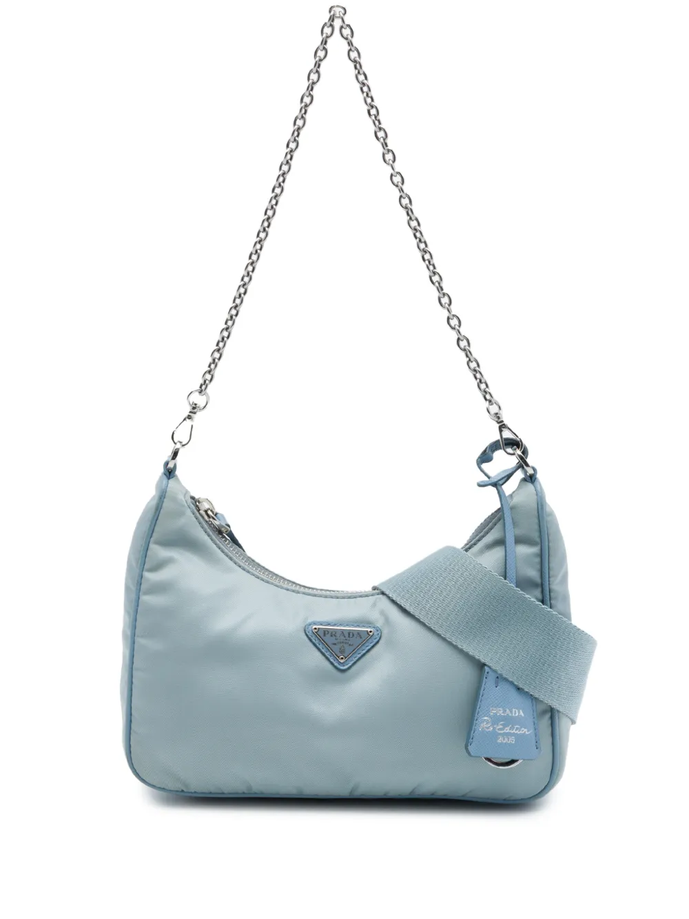 Prada Pre-Owned 2019-2026 Tessuto Re Edition 2005 Satchel-Tasche mit Saffiano-Besatz - Blau